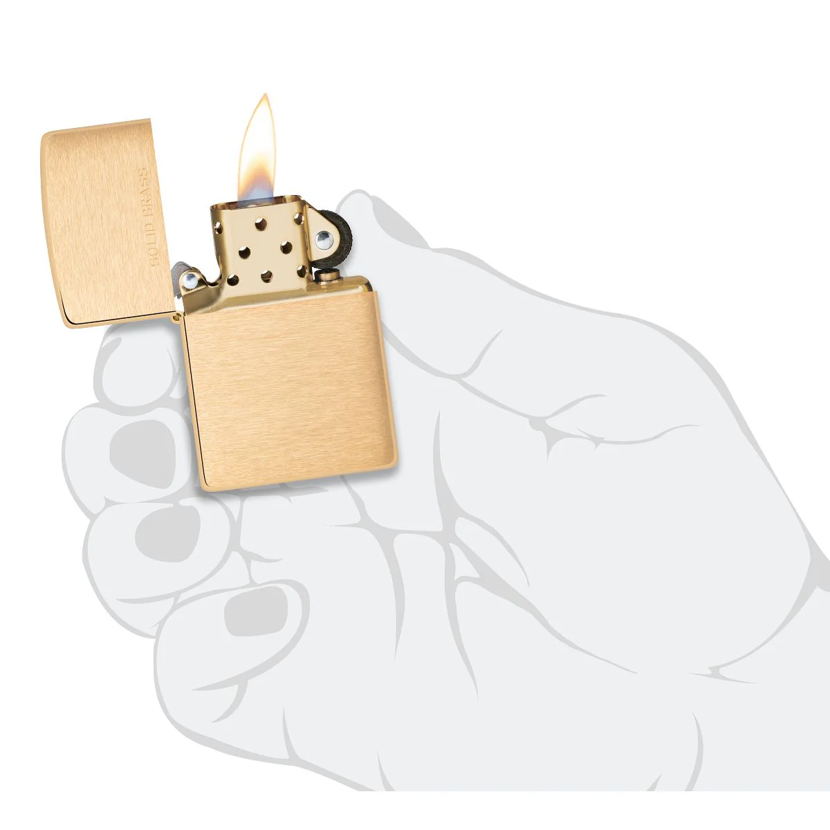 Zippo Lighter: Solid Brass - Brushed Brass 204 - Image 5