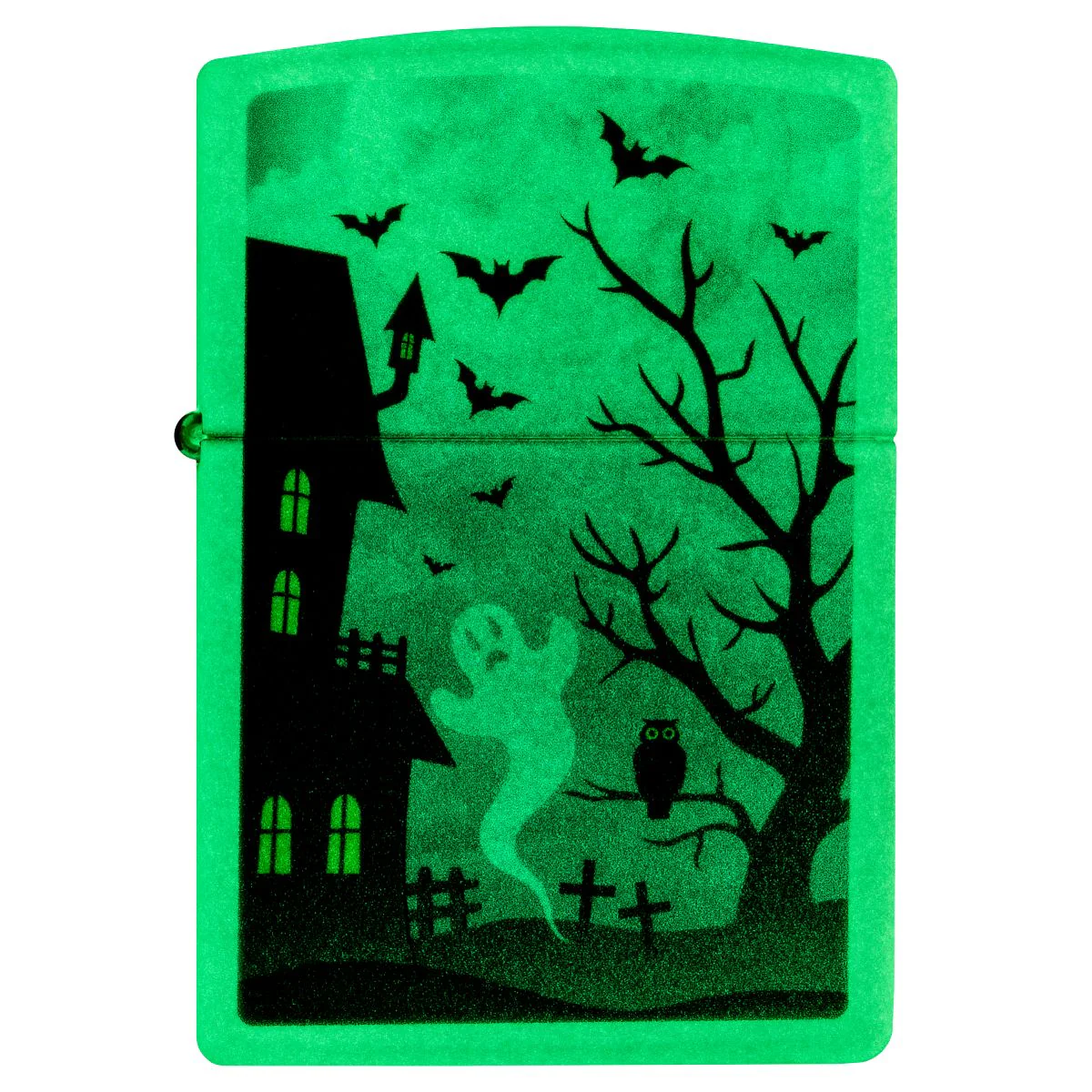 Zippo Lighter: Spooky Halloween Design - Glow-in-the-Dark Green 48727 - Image 2