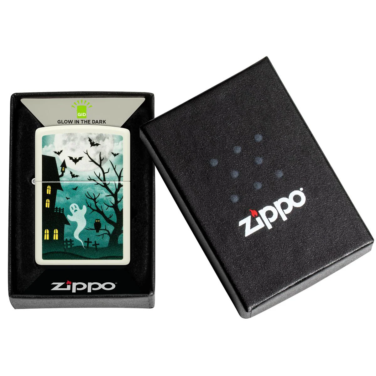Zippo Lighter: Spooky Halloween Design - Glow-in-the-Dark Green 48727 - Image 7