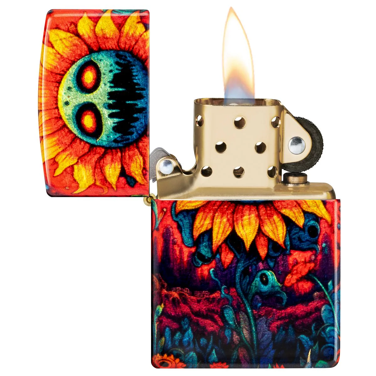 Zippo Lighter: Spooky Sunflower Design - 540 Fusion 46267 - Image 6