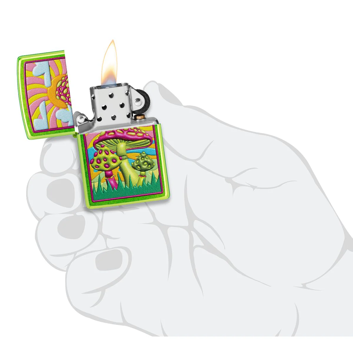 Zippo Lighter: Spotted Mushrooms Design - Lurid 46954 - Image 5
