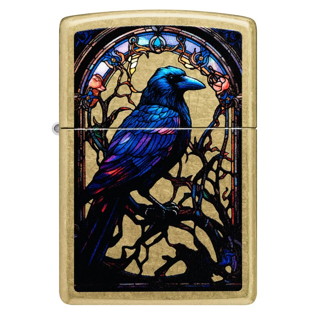 Zippo Lighter: Stained Glass Raven - Street Brass 46946 - Image 2