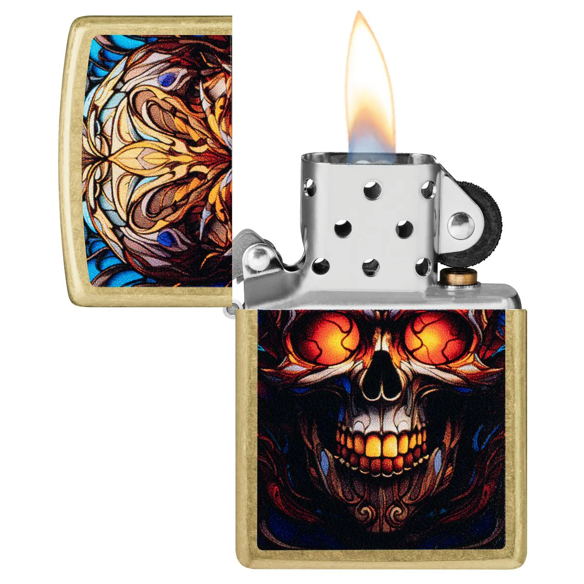 Zippo Lighter: Stained Glass Skull - Street Brass 46715 - Image 3