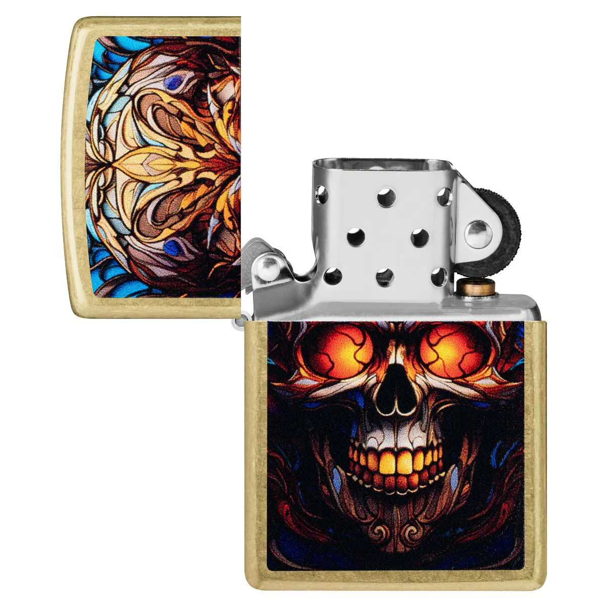 Zippo Lighter: Stained Glass Skull - Street Brass 46715 - Image 4