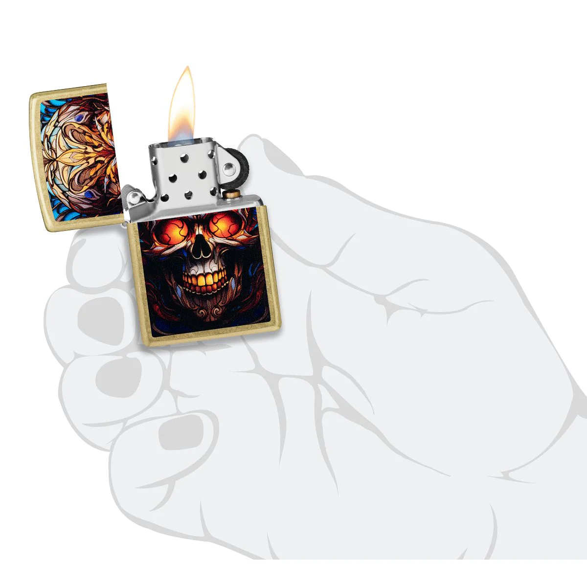 Zippo Lighter: Stained Glass Skull - Street Brass 46715 - Image 5