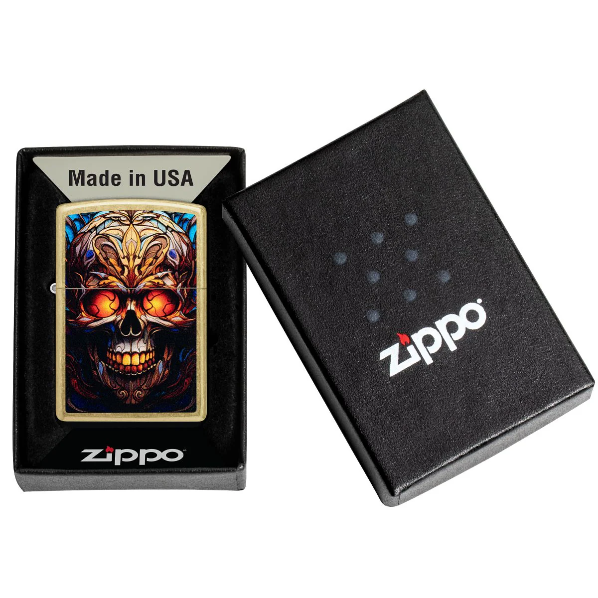 Zippo Lighter: Stained Glass Skull - Street Brass 46715 - Image 6