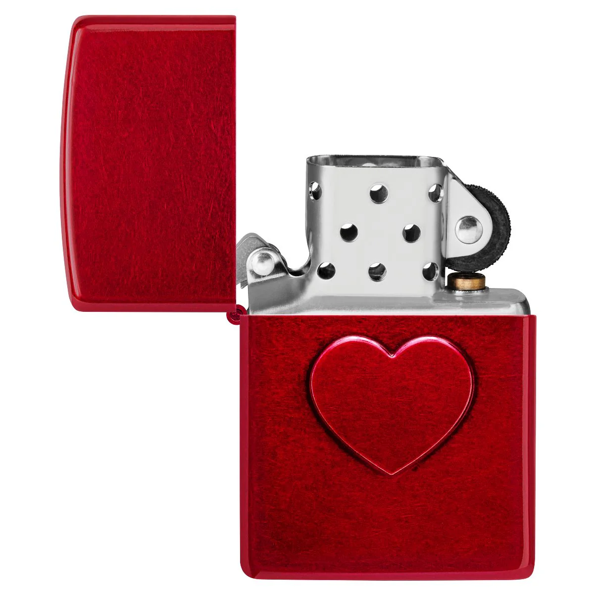 Zippo Lighter: Stamped Heart - Candy Apple Red 46588 - Image 4