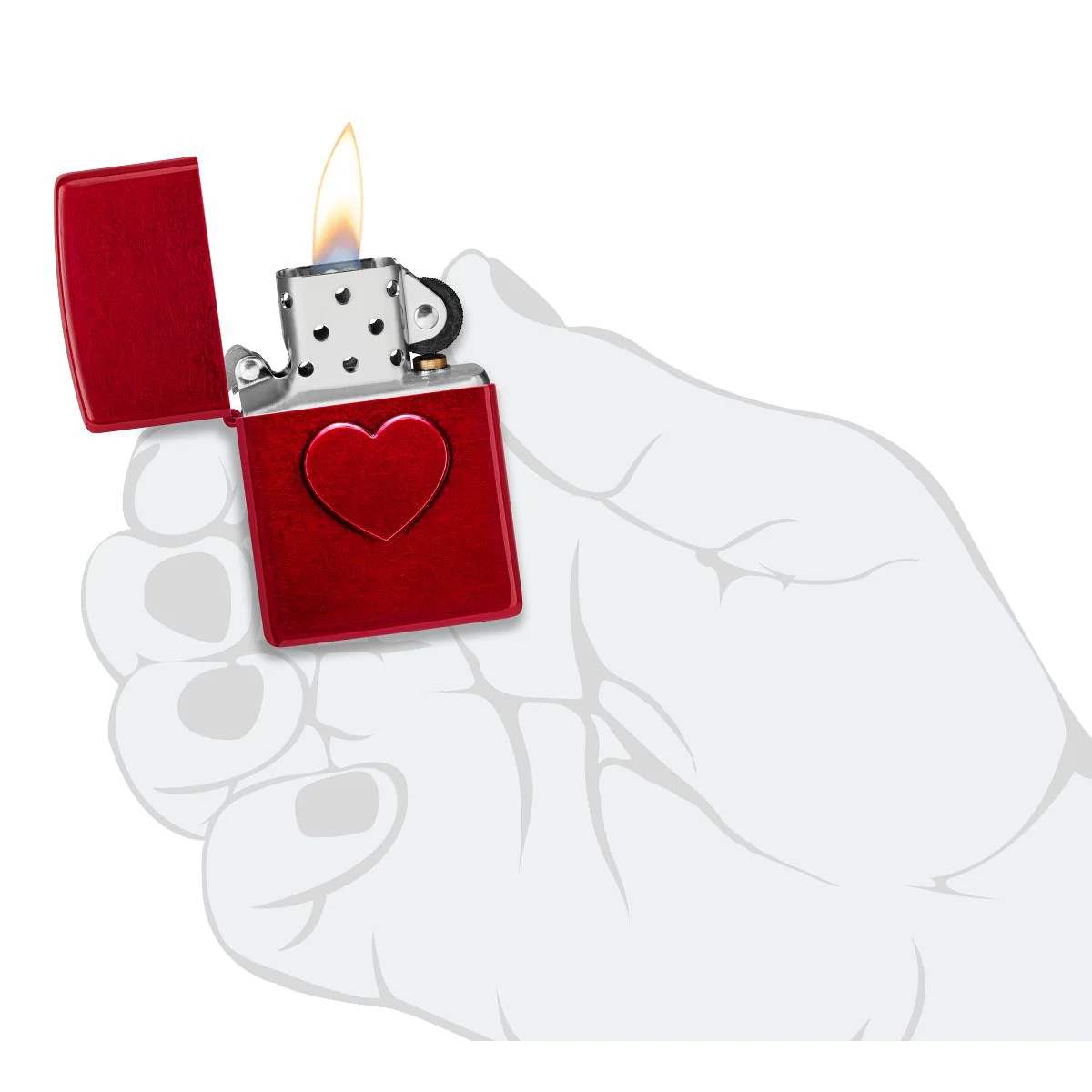 Zippo Lighter: Stamped Heart - Candy Apple Red 46588 - Image 5