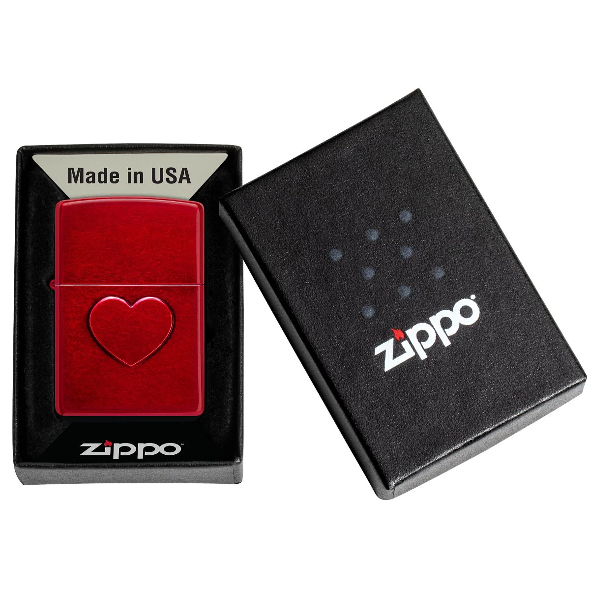 Zippo Lighter: Stamped Heart - Candy Apple Red 46588 - Image 6