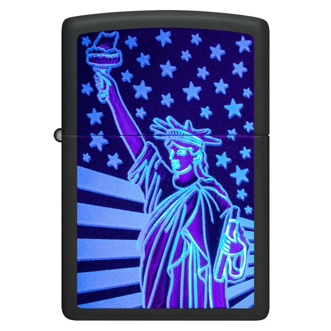 Zippo Lighter: Statue of Liberty, Blacklight - Black Matte 81282 - Image 2