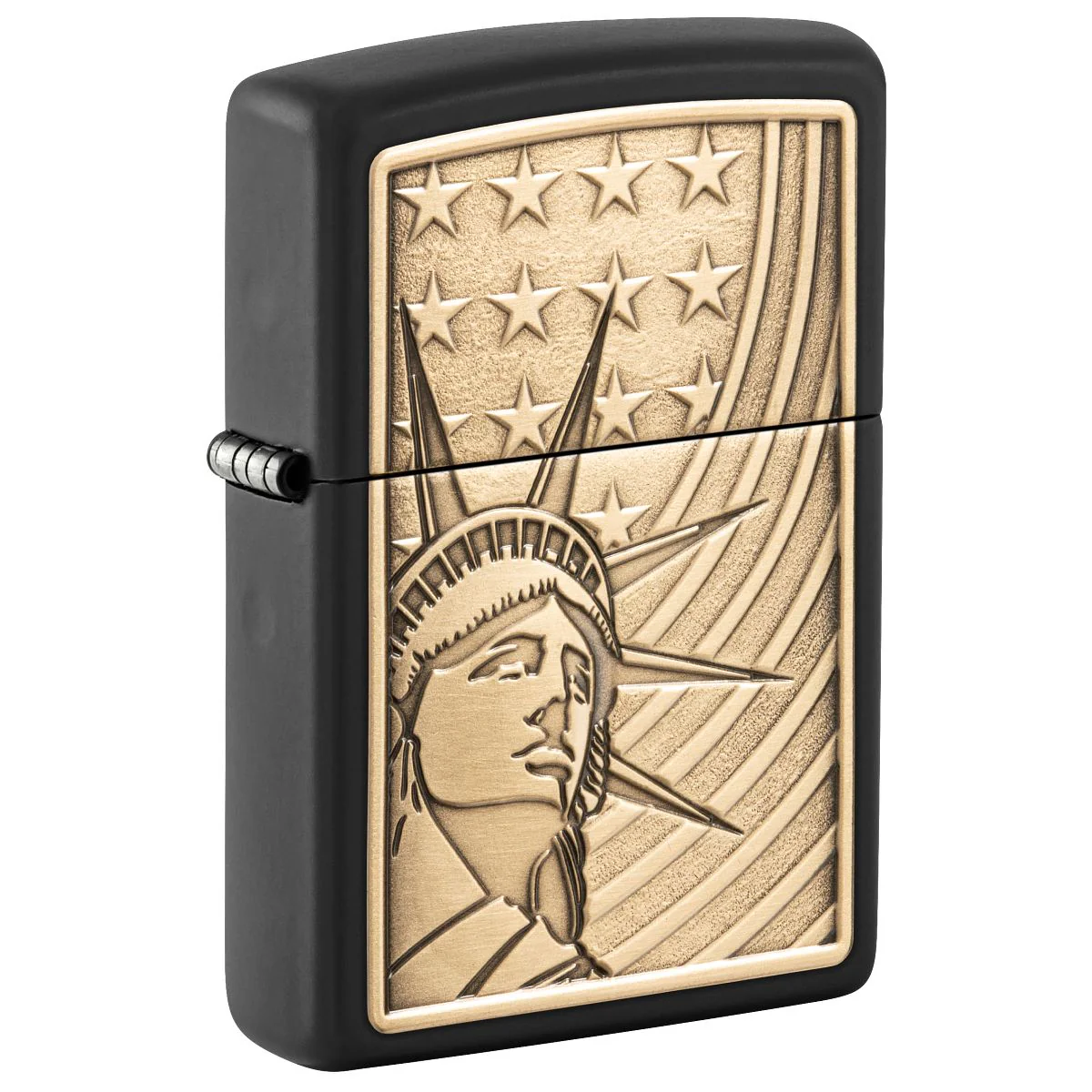 Zippo Lighter: Statue of Liberty Emblem - Black Matte 48921
