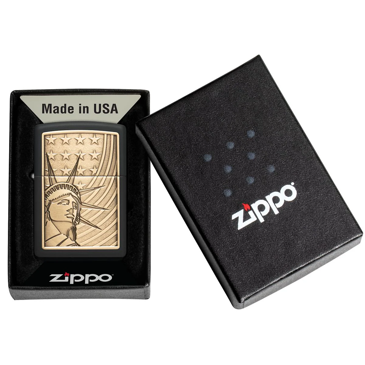 Zippo Lighter: Statue of Liberty Emblem - Black Matte 48921 - Image 6