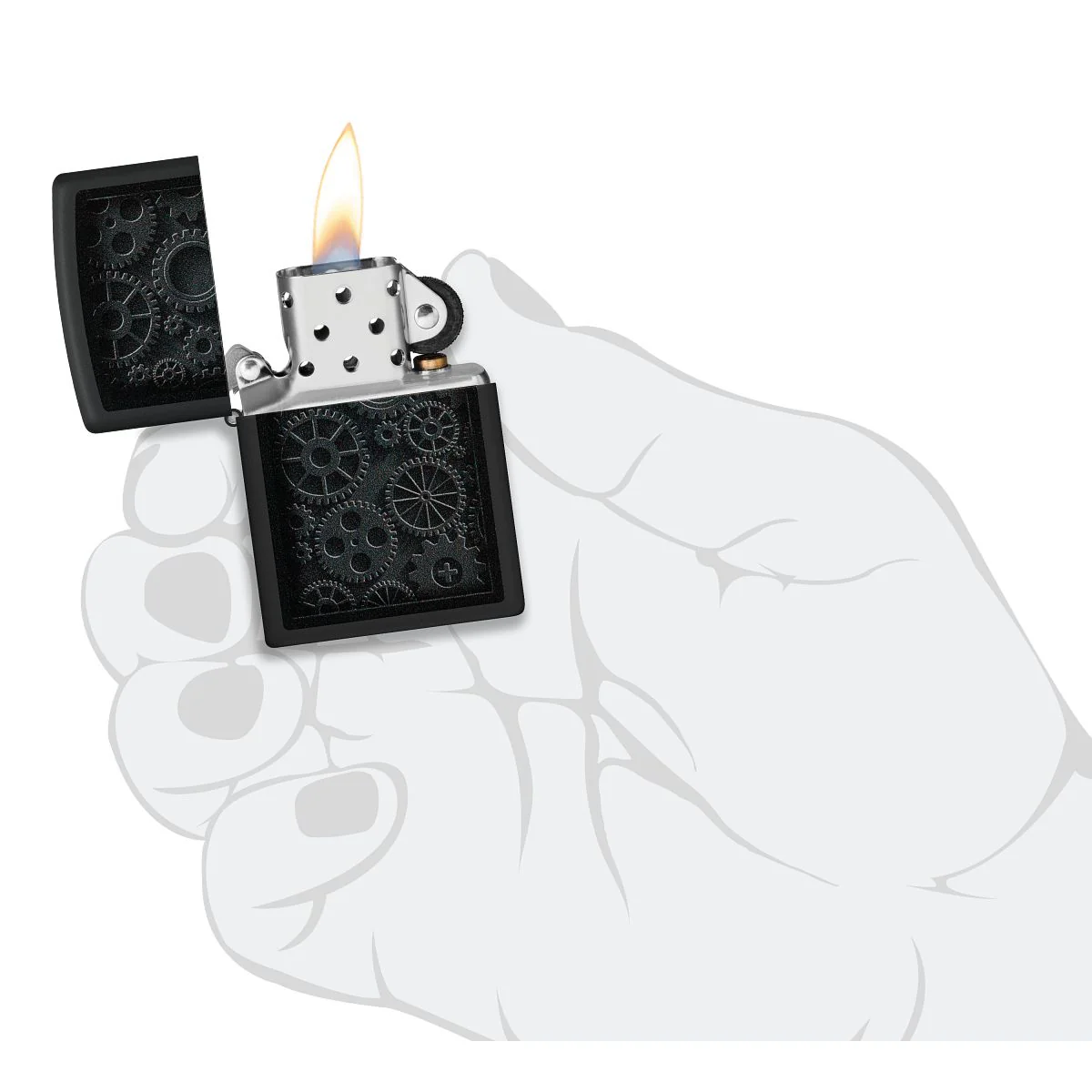 Zippo Lighter: Steampunk Gears - Black Matte 48999 - Image 6