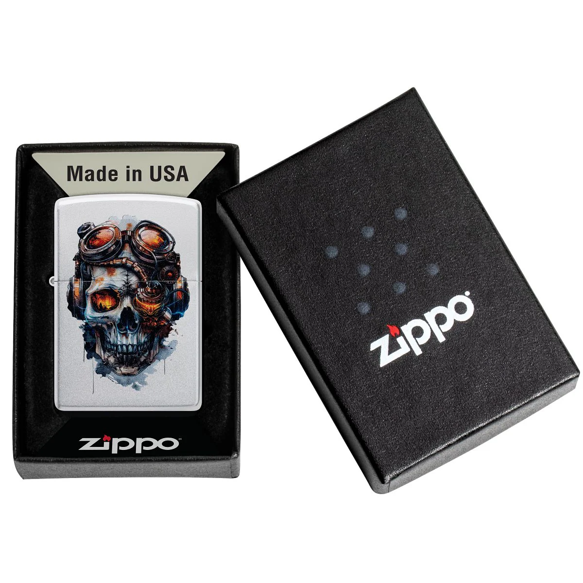 Zippo Lighter: Steampunk Skull - Satin Chrome 46668 - Image 6