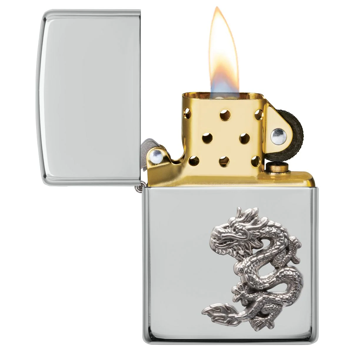 Zippo Lighter: Sterling Silver Chinese Dragon Emblem, Armor - High Polish 49555 - Image 4