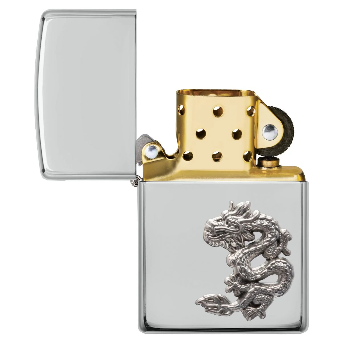 Zippo Lighter: Sterling Silver Chinese Dragon Emblem, Armor - High Polish 49555 - Image 5