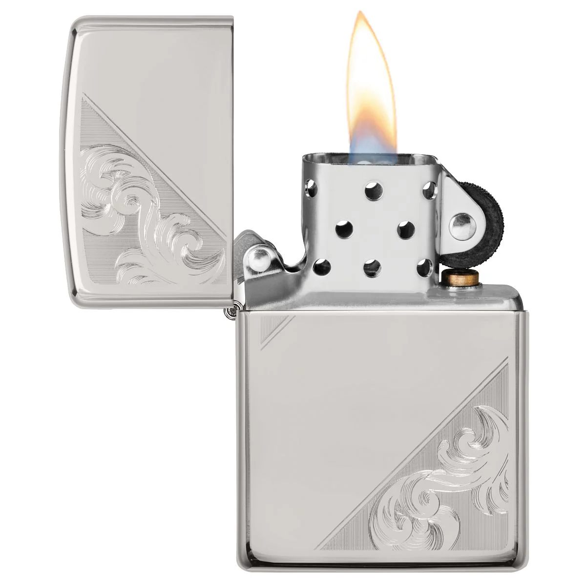 Zippo Lighter: Sterling Silver Diagonal Filigree, Engraved - High Polish 49479 - Image 5