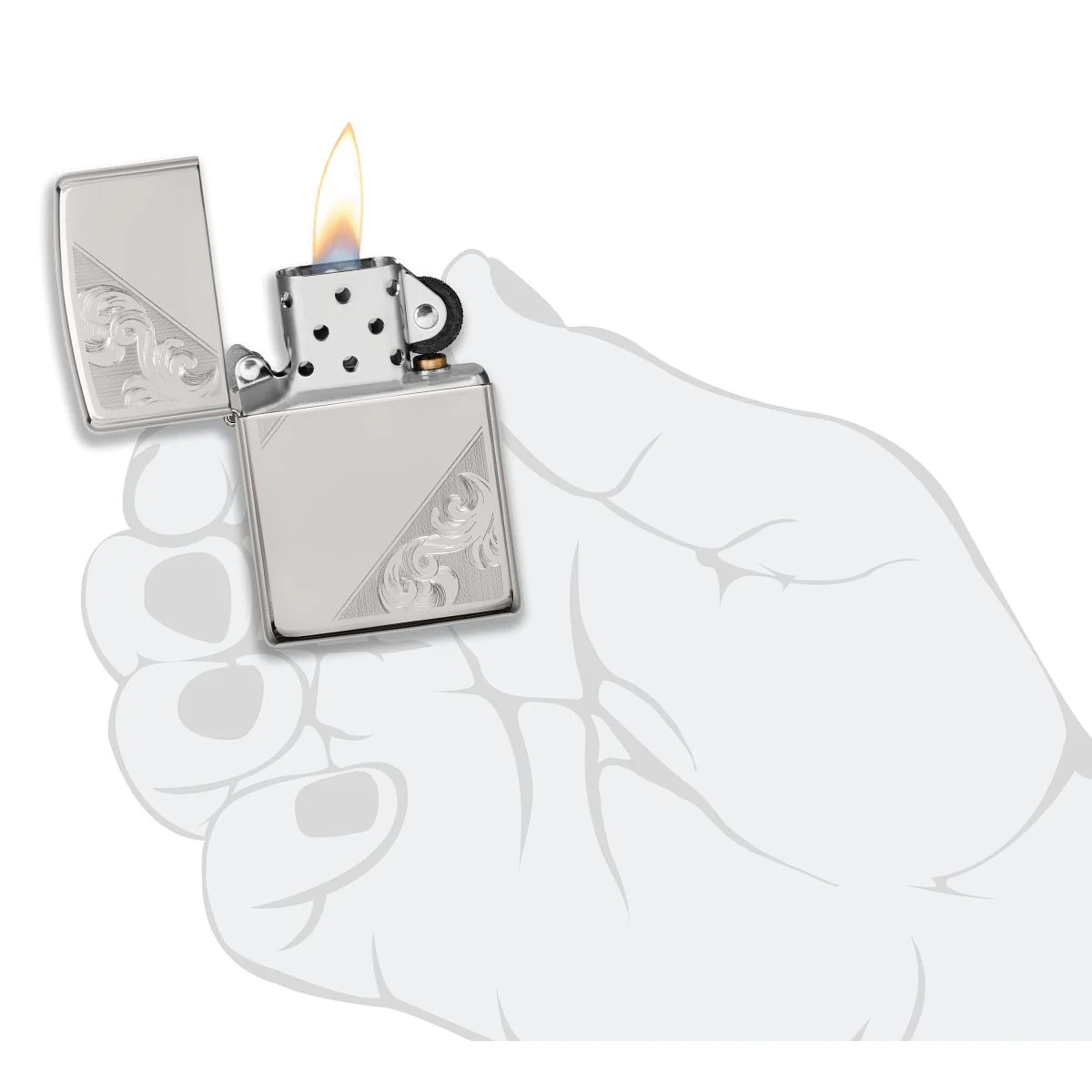 Zippo Lighter: Sterling Silver Diagonal Filigree, Engraved - High Polish 49479 - Image 7