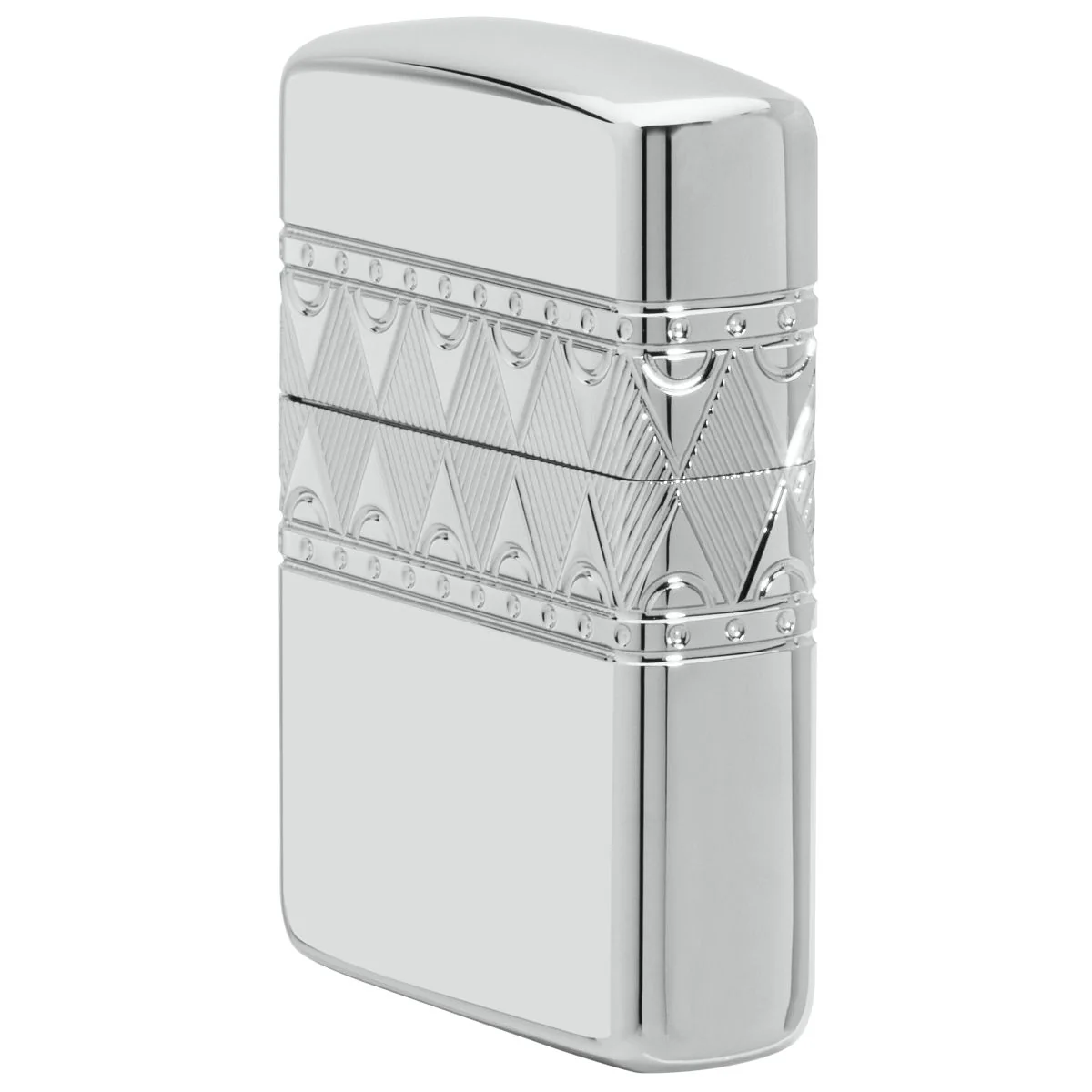 Zippo Lighter: Sterling Silver Diamond Pattern, Engraved Armor - High Polish 49550 - Image 3