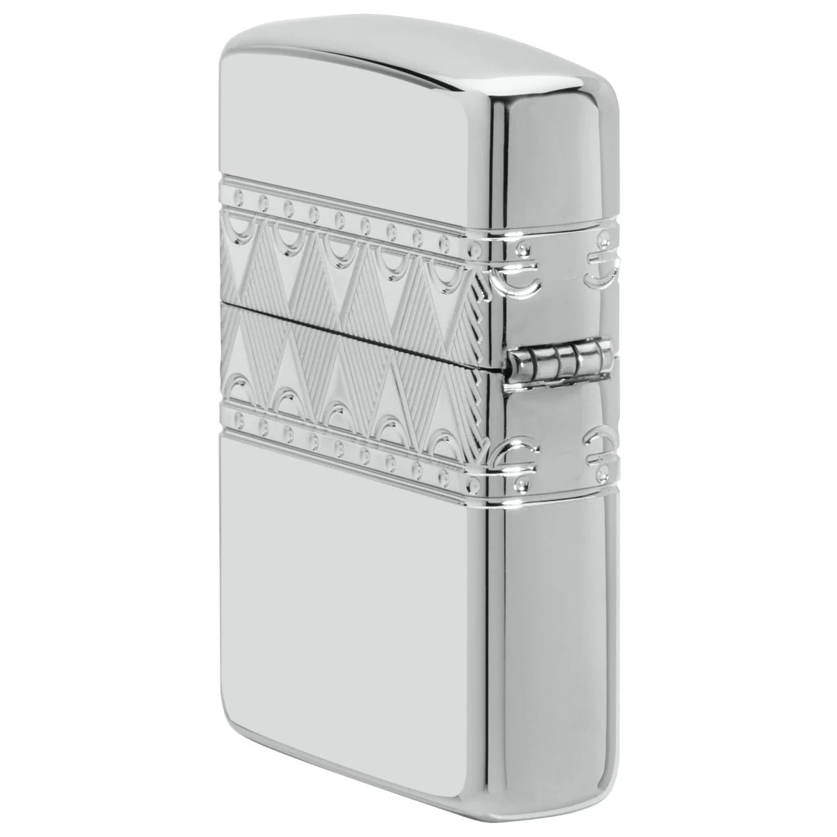 Zippo Lighter: Sterling Silver Diamond Pattern, Engraved Armor - High Polish 49550 - Image 4