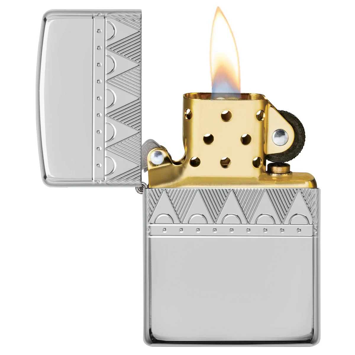 Zippo Lighter: Sterling Silver Diamond Pattern, Engraved Armor - High Polish 49550 - Image 7
