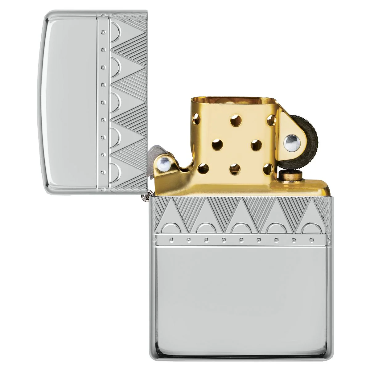 Zippo Lighter: Sterling Silver Diamond Pattern, Engraved Armor - High Polish 49550 - Image 8