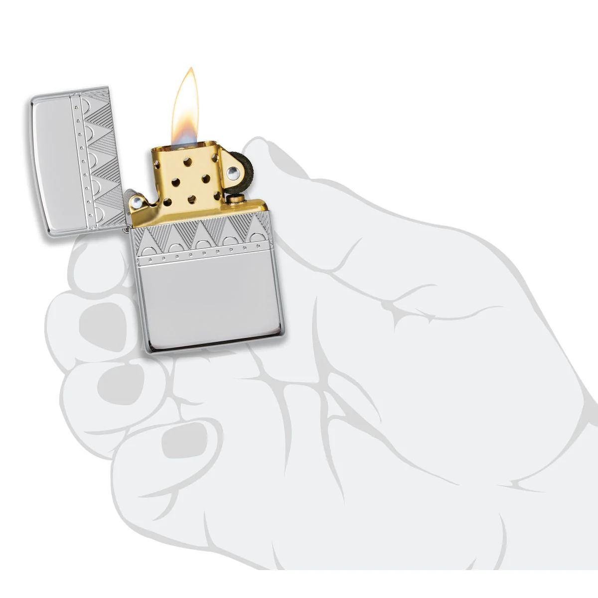 Zippo Lighter: Sterling Silver Diamond Pattern, Engraved Armor - High Polish 49550 - Image 9