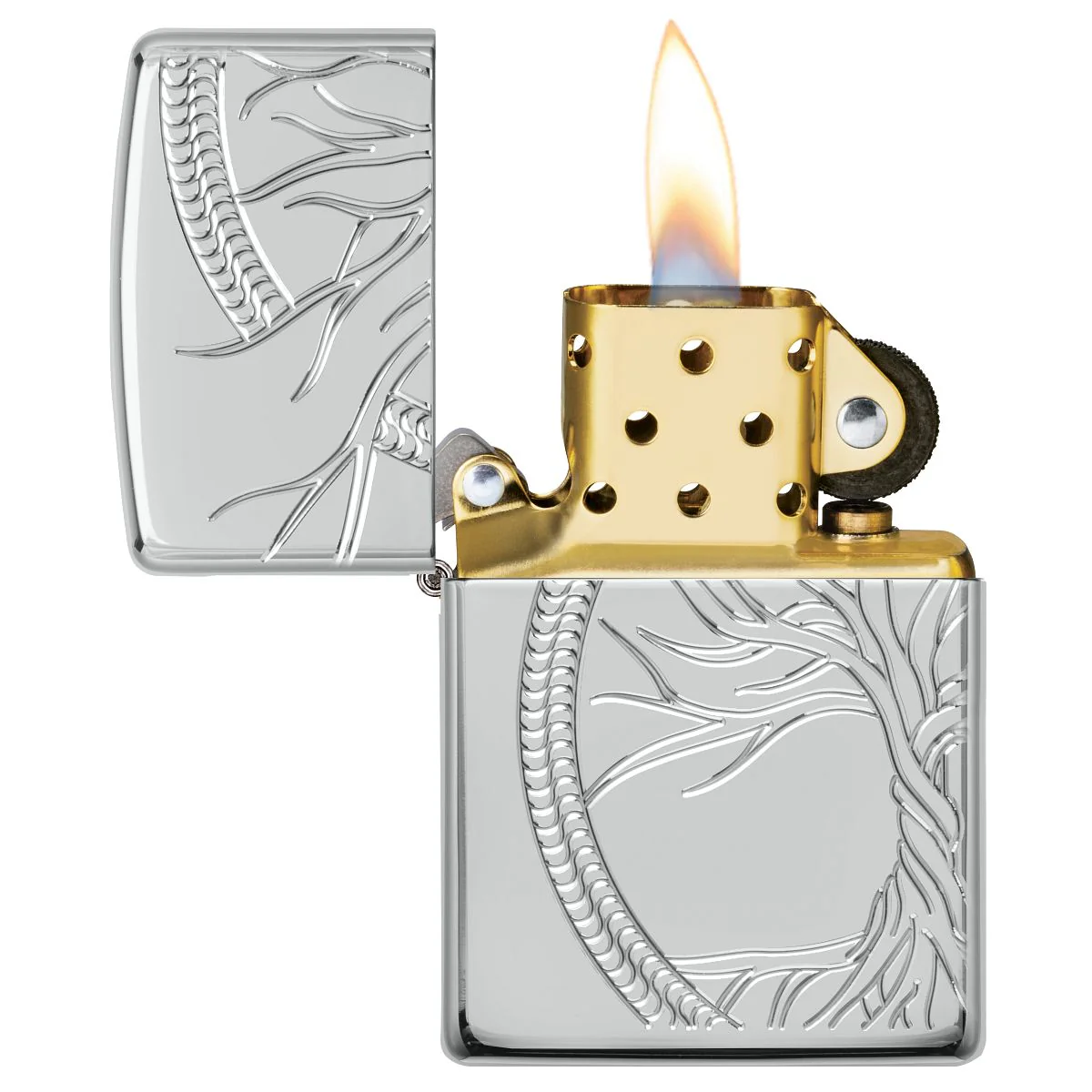 Zippo Lighter: Sterling Silver Tree of Life, MultiCut Armor - High Polish 49552 - Image 7