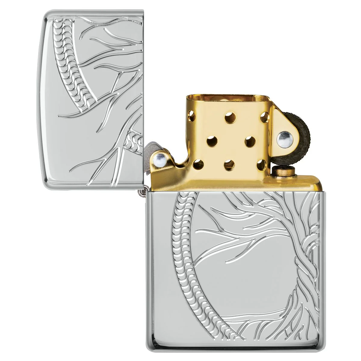 Zippo Lighter: Sterling Silver Tree of Life, MultiCut Armor - High Polish 49552 - Image 8