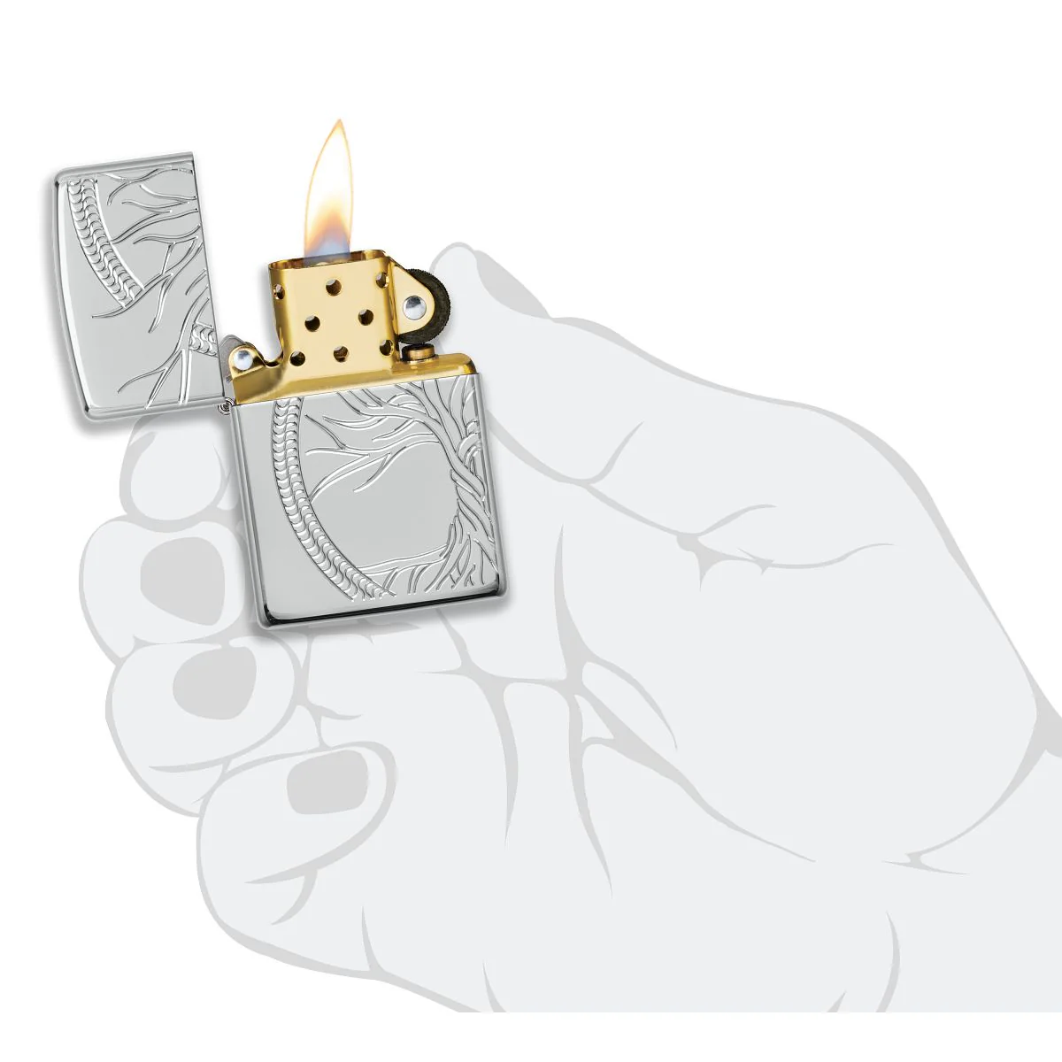 Zippo Lighter: Sterling Silver Tree of Life, MultiCut Armor - High Polish 49552 - Image 9