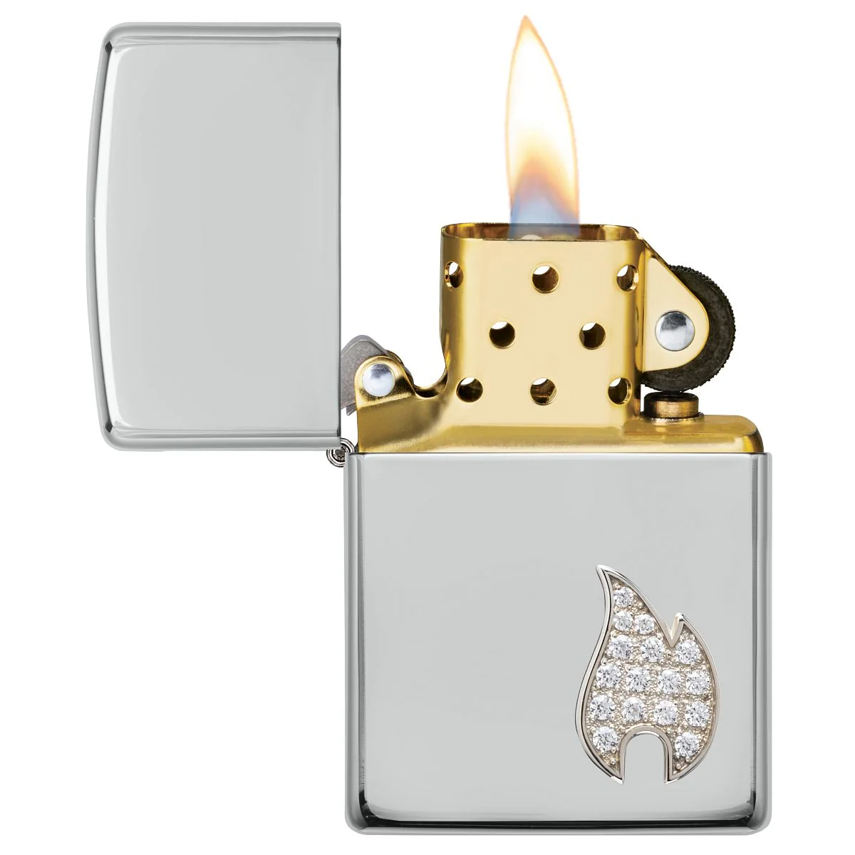 Zippo Lighter: Sterling Silver with Flame Emblem, Armor - High Polish 49554 - Image 4