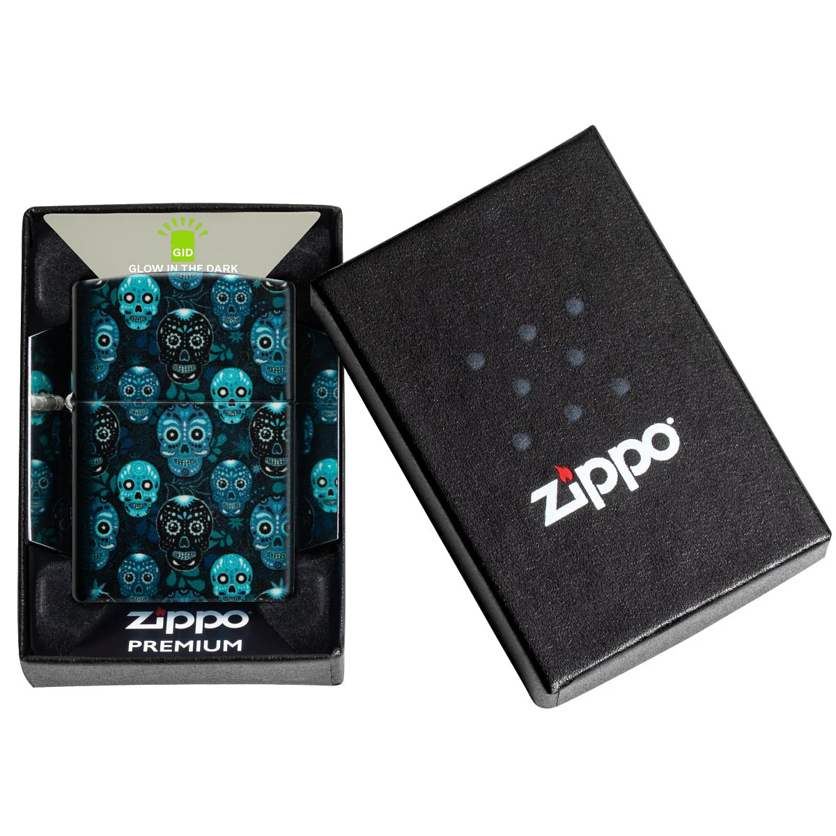 Zippo Lighter: Sugar Skulls - Glow-in-the-Dark Green 46017 - Image 11