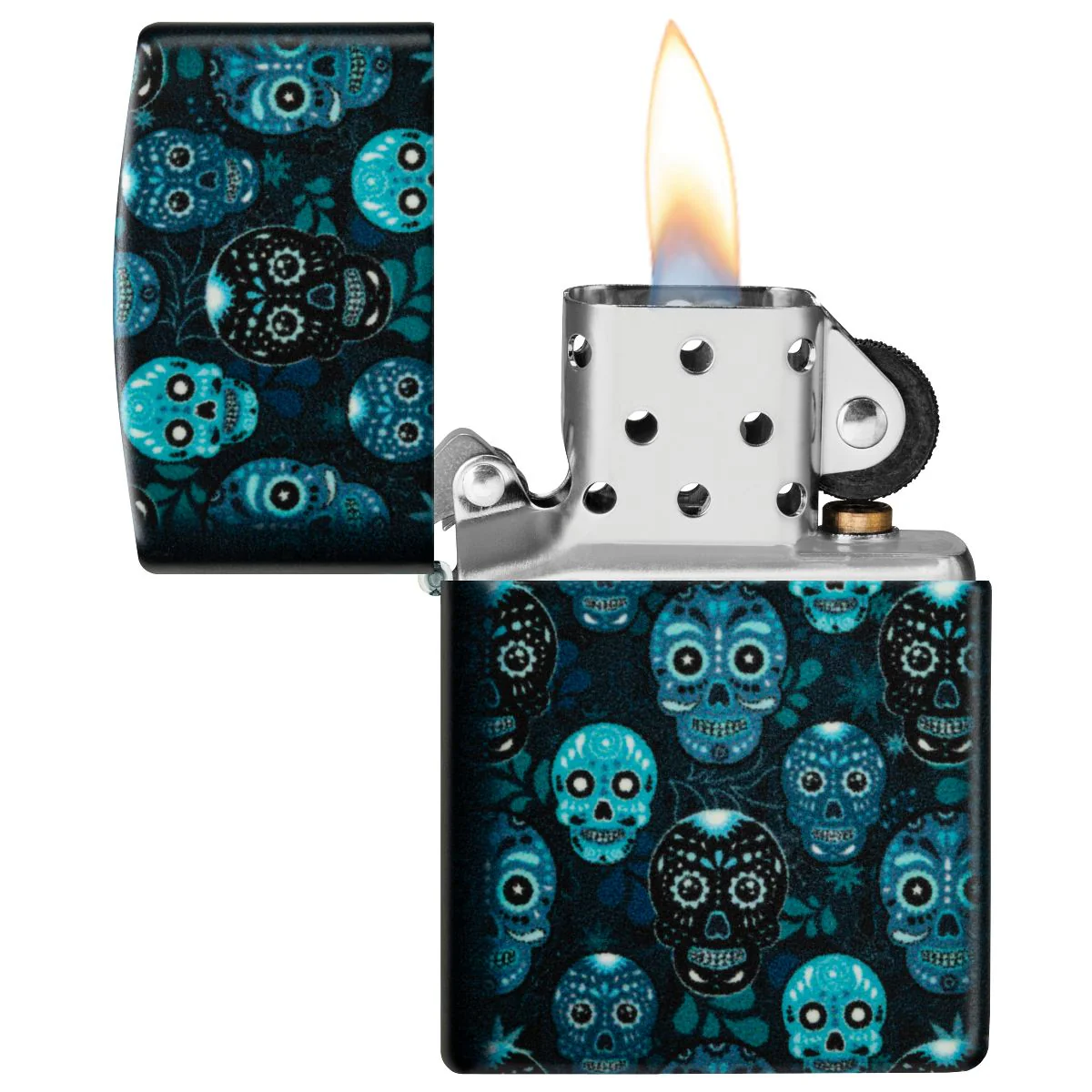 Zippo Lighter: Sugar Skulls - Glow-in-the-Dark Green 46017 - Image 8