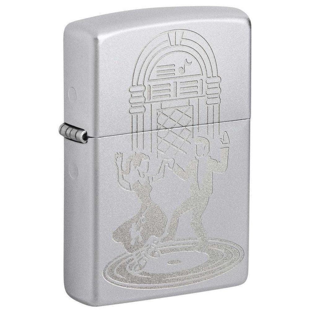 Zippo Lighter: Swing Dancing Couple, Engraved - Satin Chrome 48728