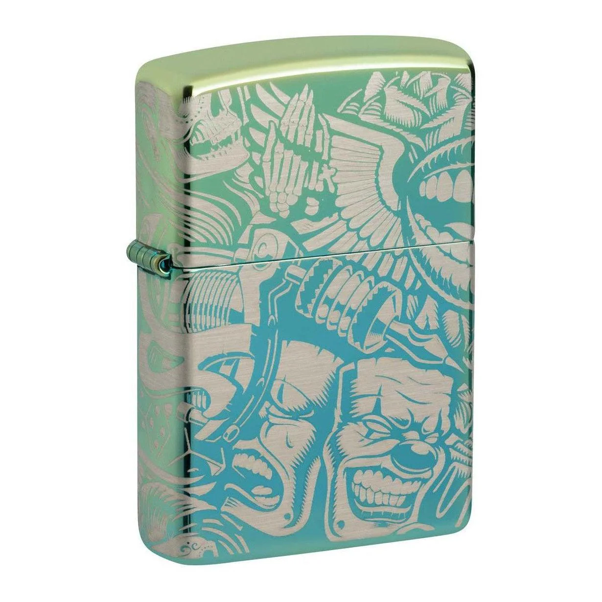 Zippo Lighter: Tattoo Themes, Laser 360 - High Polish Teal 48410
