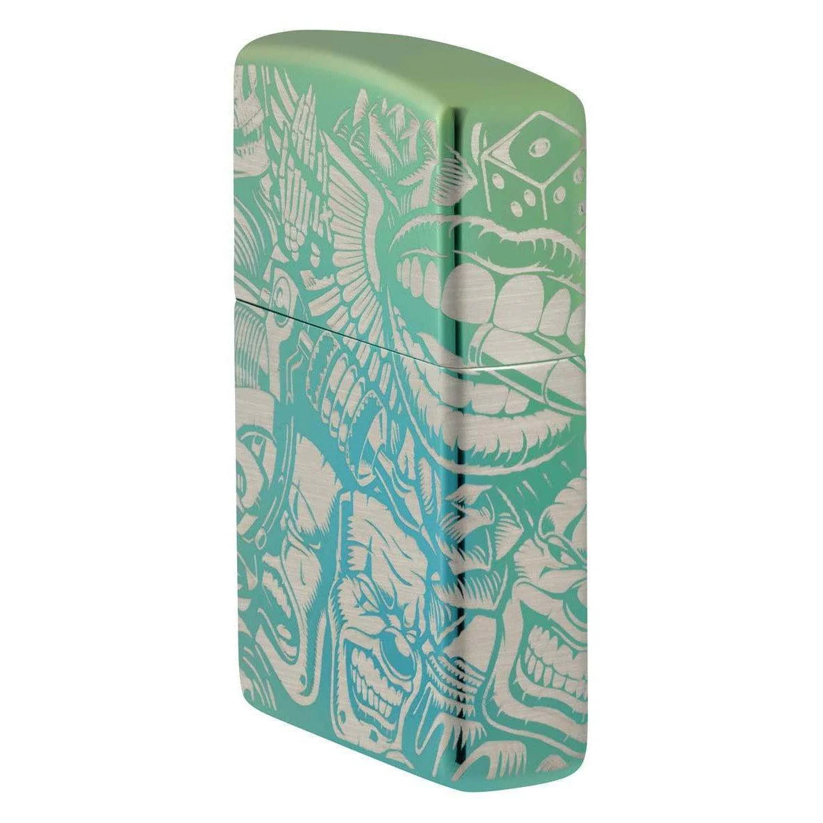 Zippo Lighter: Tattoo Themes, Laser 360 - High Polish Teal 48410 - Image 3