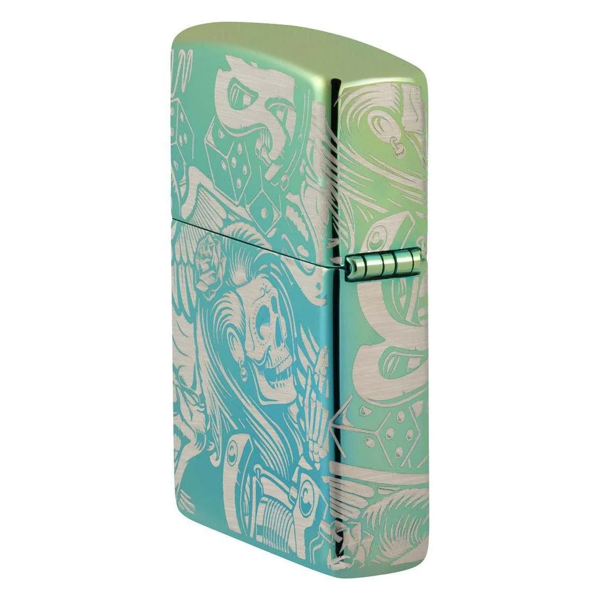 Zippo Lighter: Tattoo Themes, Laser 360 - High Polish Teal 48410 - Image 4