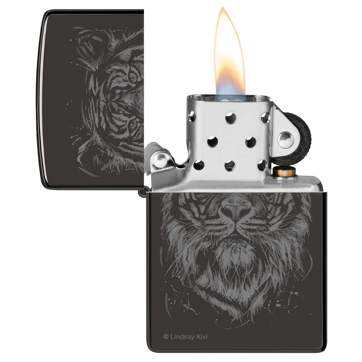 Zippo Lighter: The Big Cat by Lindsay Kivi - High Polish Black 48935 - Image 3