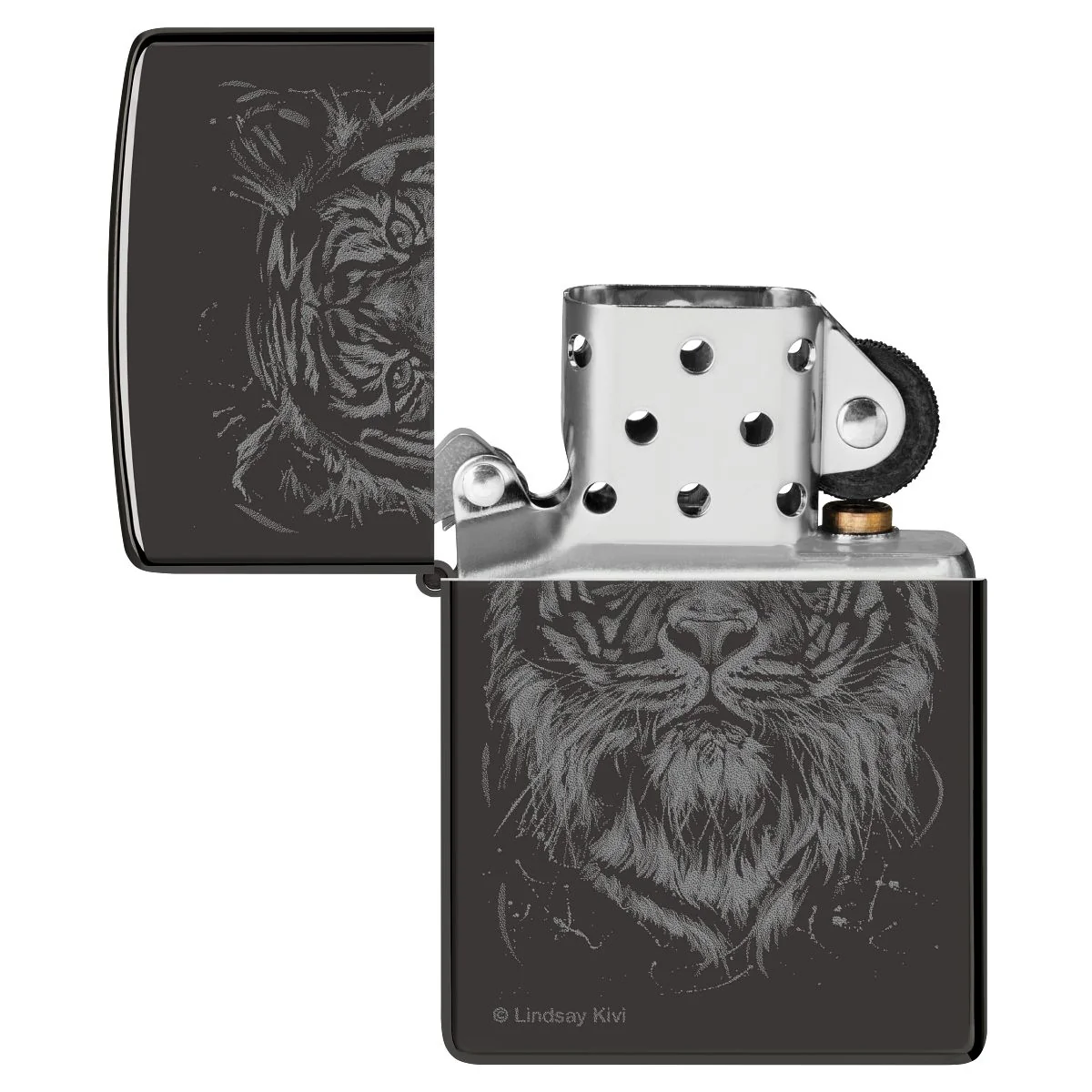 Zippo Lighter: The Big Cat by Lindsay Kivi - High Polish Black 48935 - Image 4