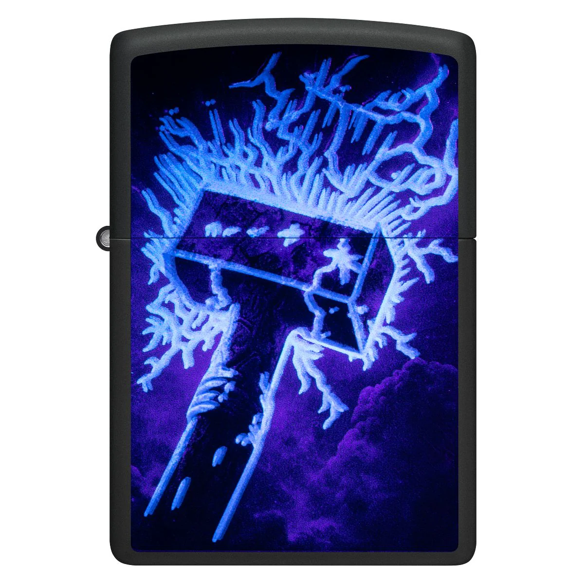 Zippo Lighter: Thor's Hammer, Black Light - Black Matte 46365 - Image 2