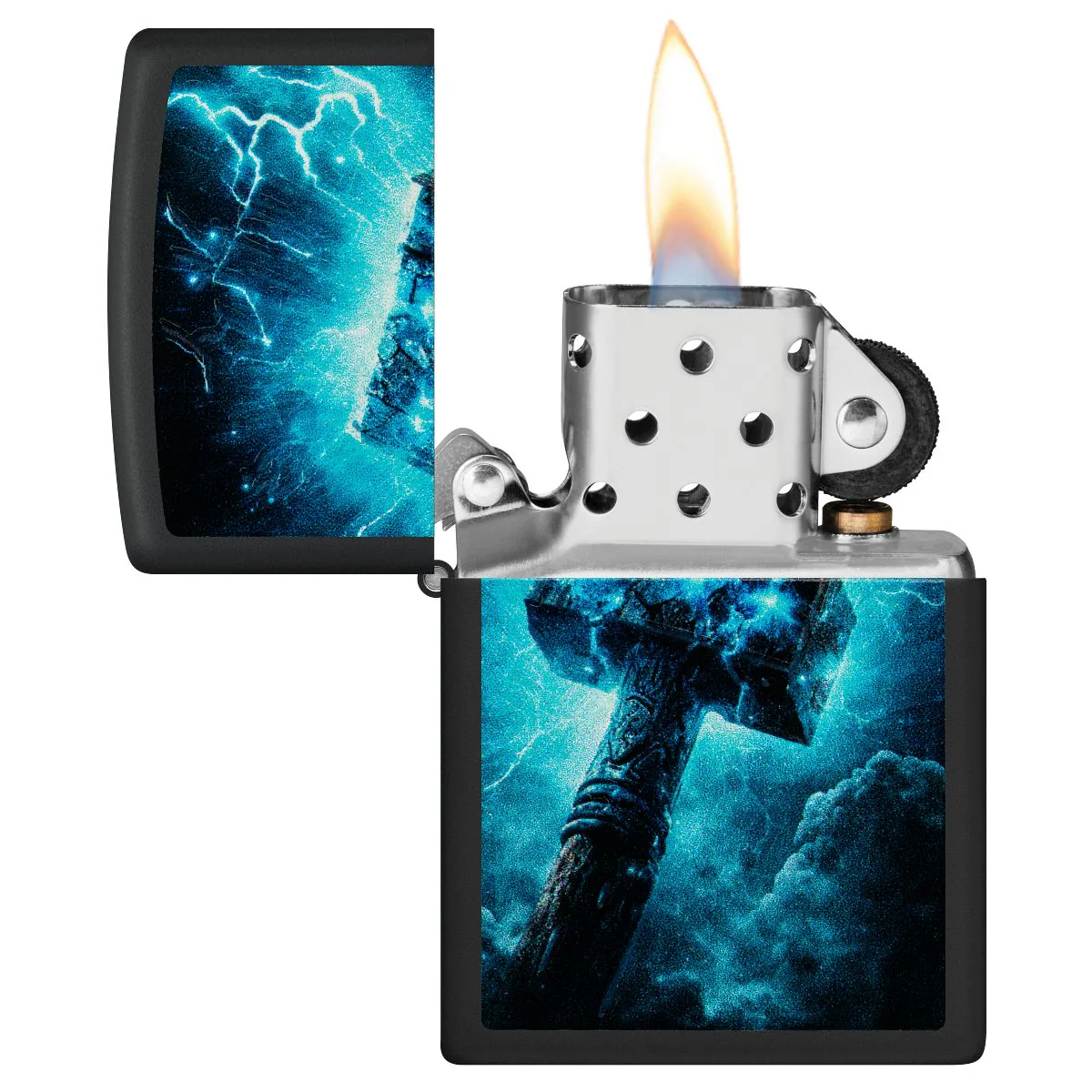 Zippo Lighter: Thor's Hammer, Black Light - Black Matte 46365 - Image 4