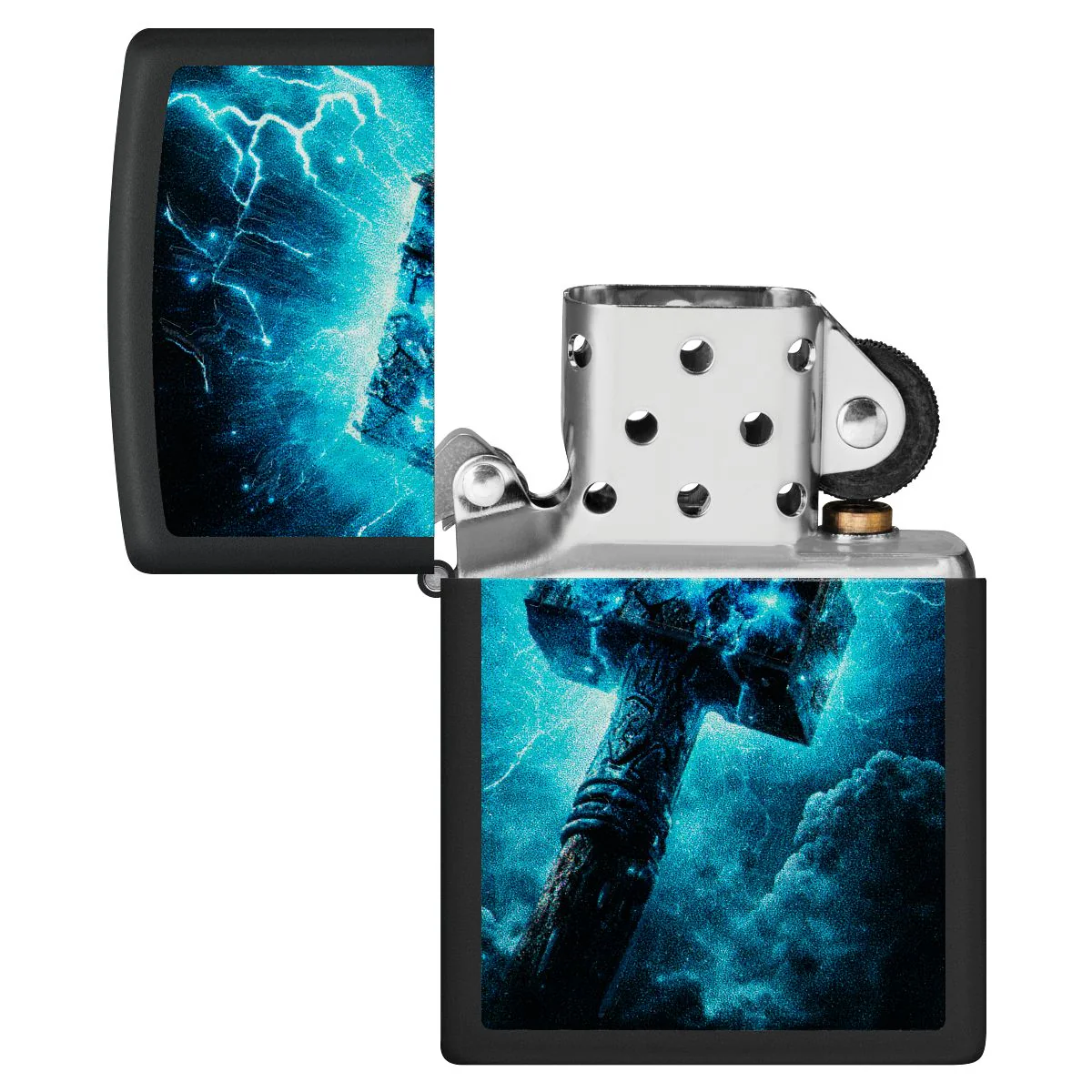 Zippo Lighter: Thor's Hammer, Black Light - Black Matte 46365 - Image 5