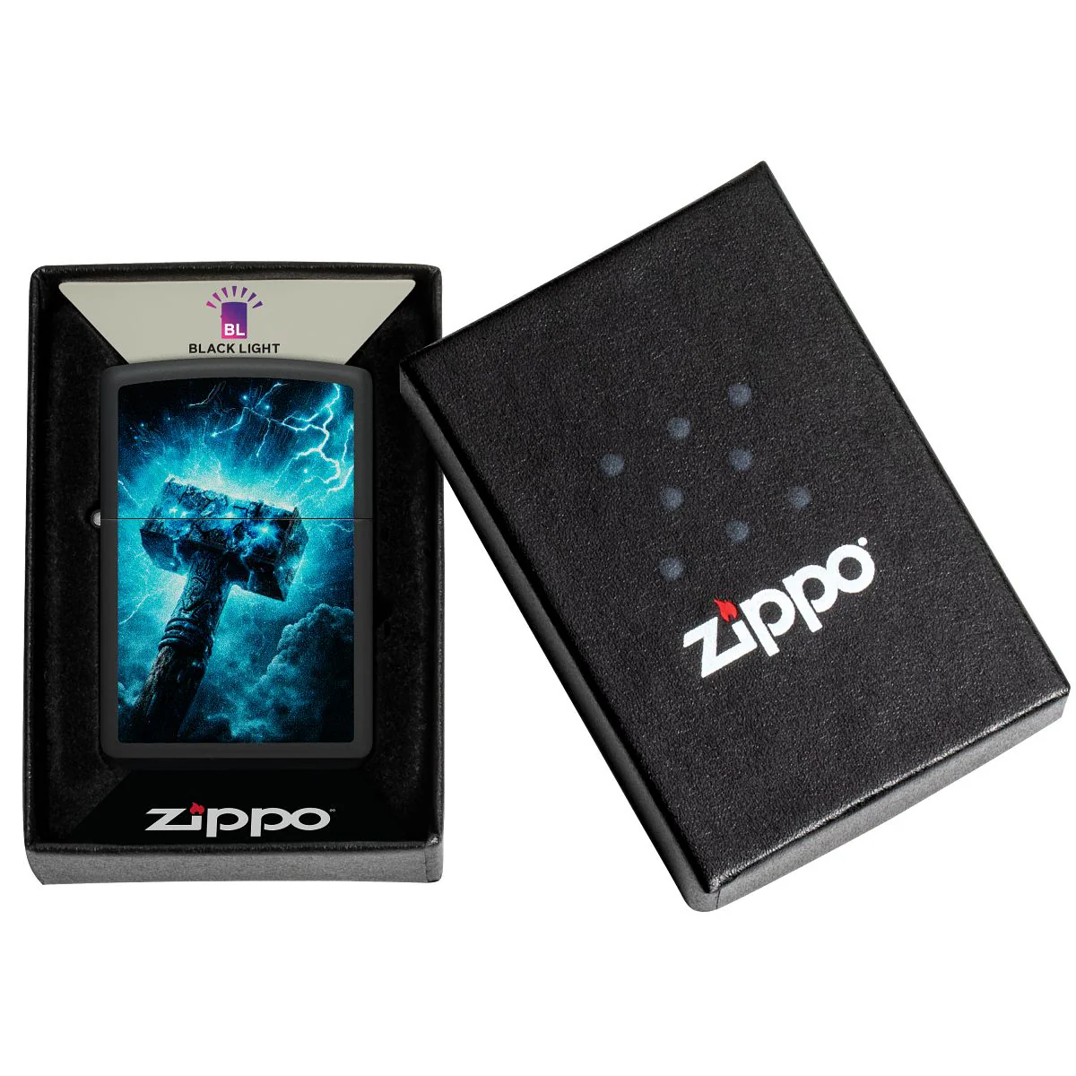 Zippo Lighter: Thor's Hammer, Black Light - Black Matte 46365 - Image 7