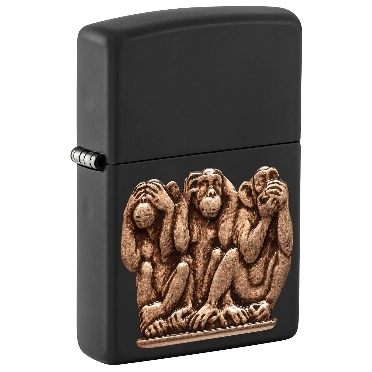 Zippo Lighter: Three Monkeys - Black Matte 29409