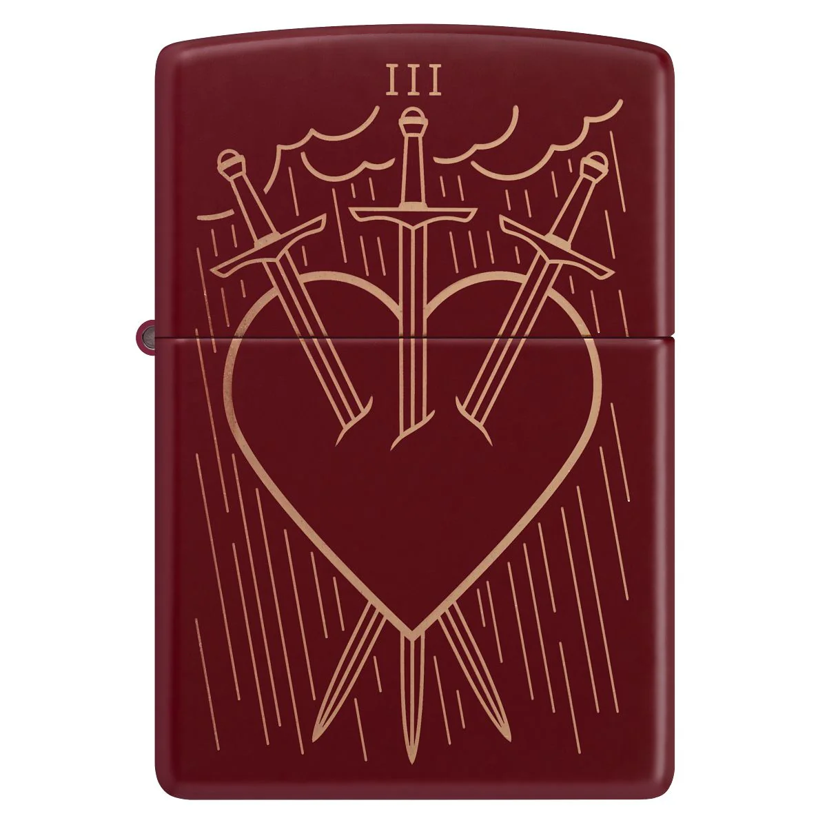 Zippo Lighter: Three of Swords Design - Merlot 46723 - Image 2