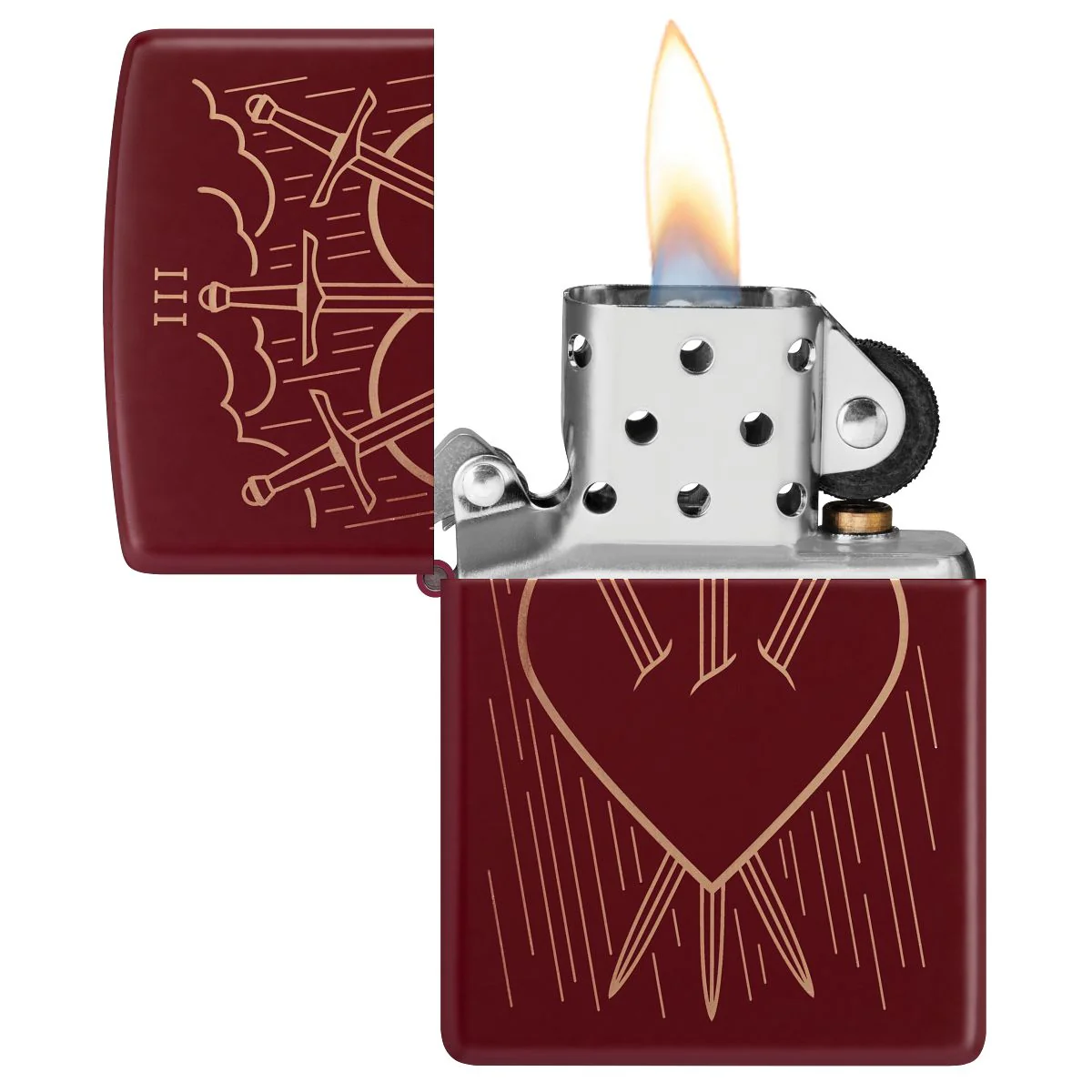 Zippo Lighter: Three of Swords Design - Merlot 46723 - Image 3