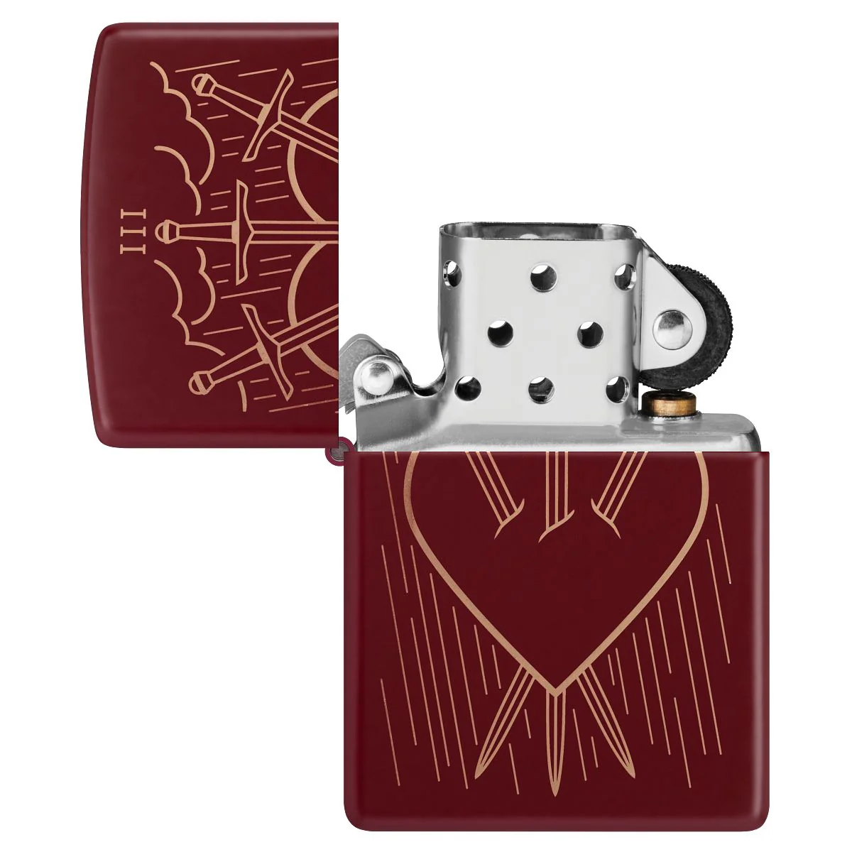 Zippo Lighter: Three of Swords Design - Merlot 46723 - Image 4
