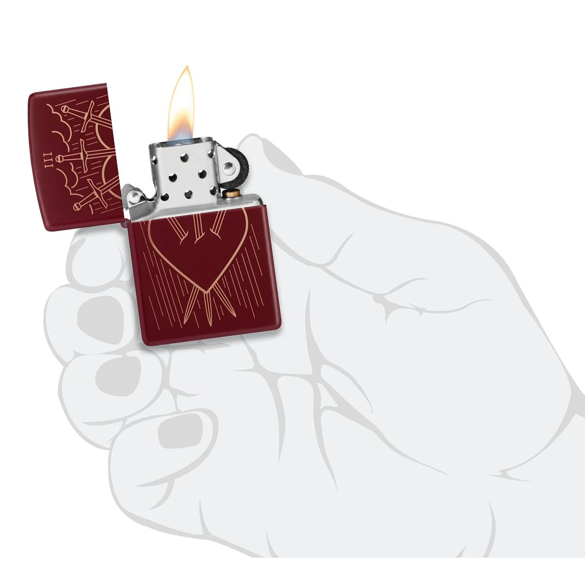 Zippo Lighter: Three of Swords Design - Merlot 46723 - Image 5