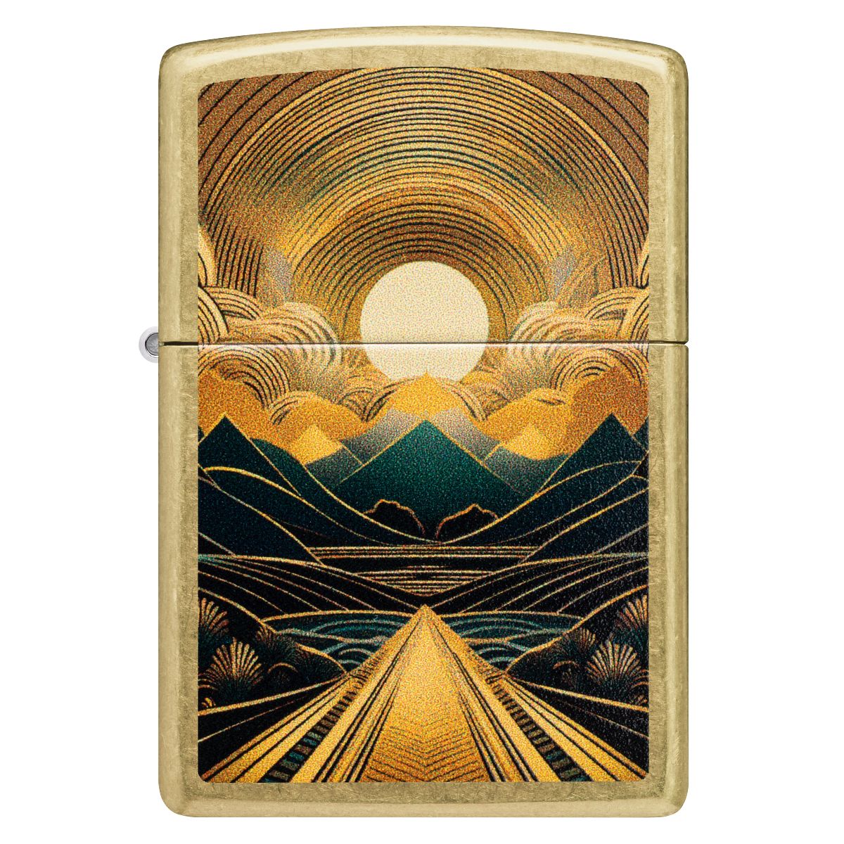 Zippo Lighter: Through the Mountains Design - Street Brass 47137 - Image 2