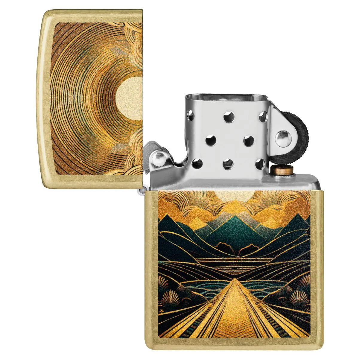 Zippo Lighter: Through the Mountains Design - Street Brass 47137 - Image 4